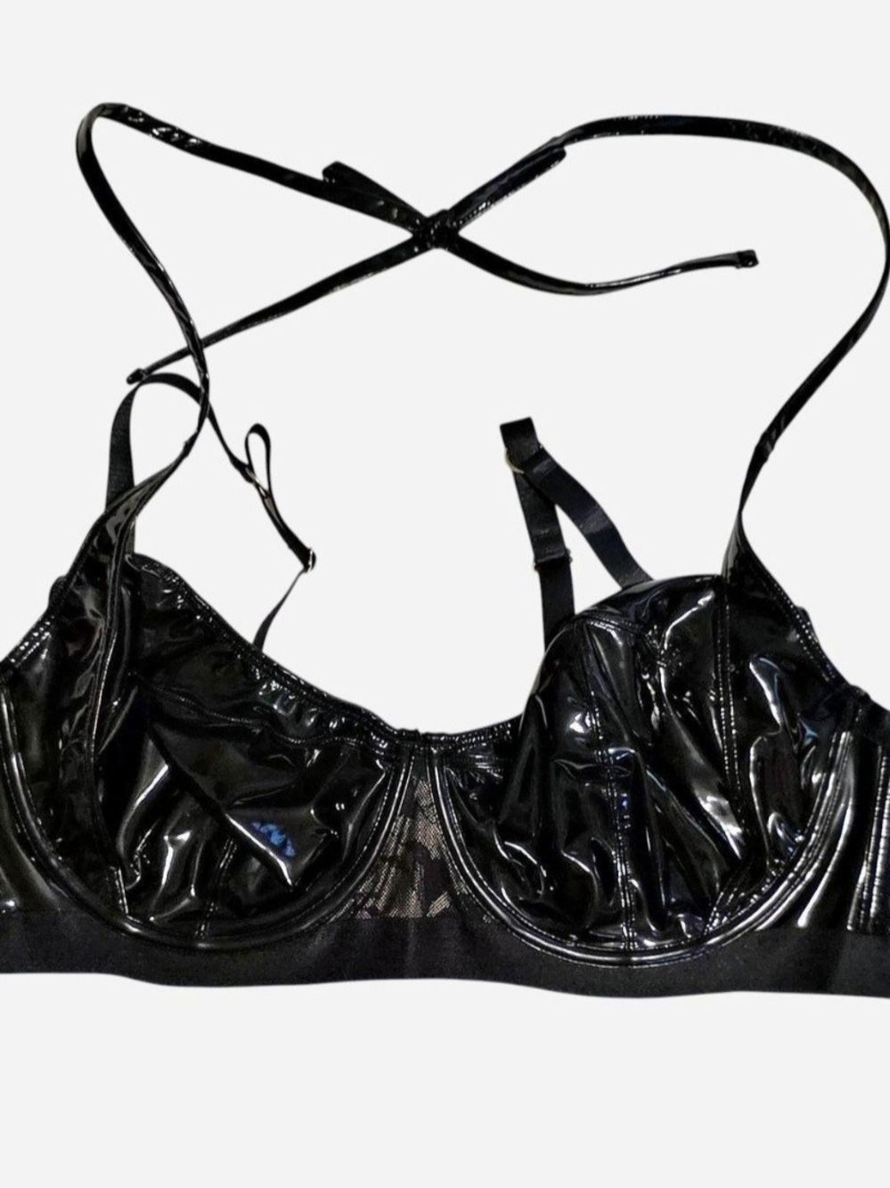 Torrid Patent Pleather Underwire Bra, Strappy Halter, Shiny, BRAND NEW